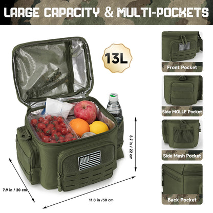 Tactical Lunch Box for Men – Heavy Duty Insulated Cooler Bag for Outdoor Work, Camping, & Picnics