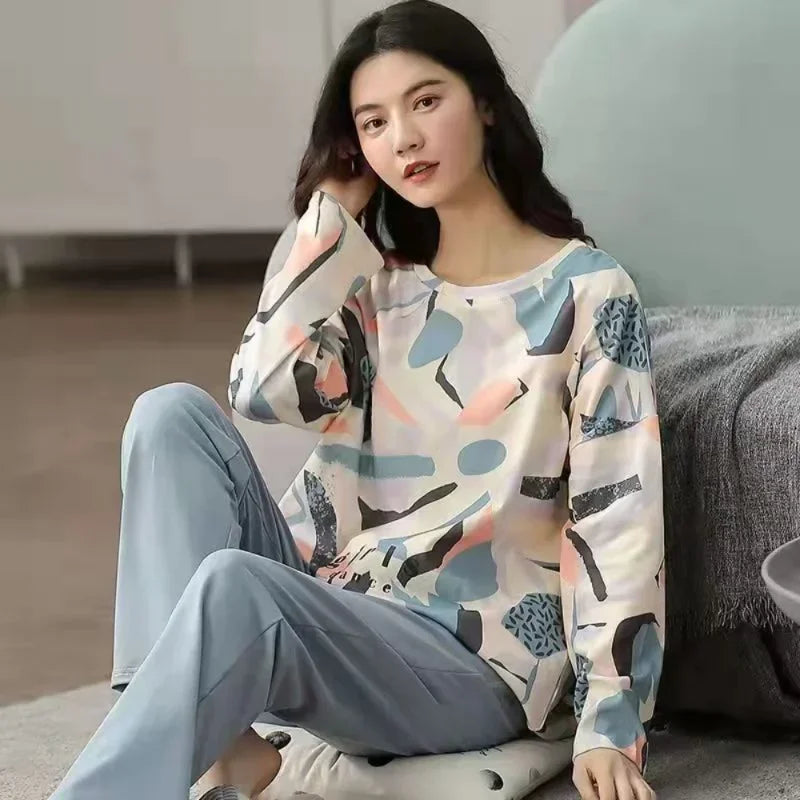 Women's Plus Size Long-Sleeve Pajama Set