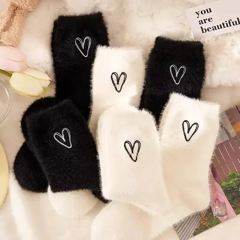 Cozy Mink Velvet Heart Socks