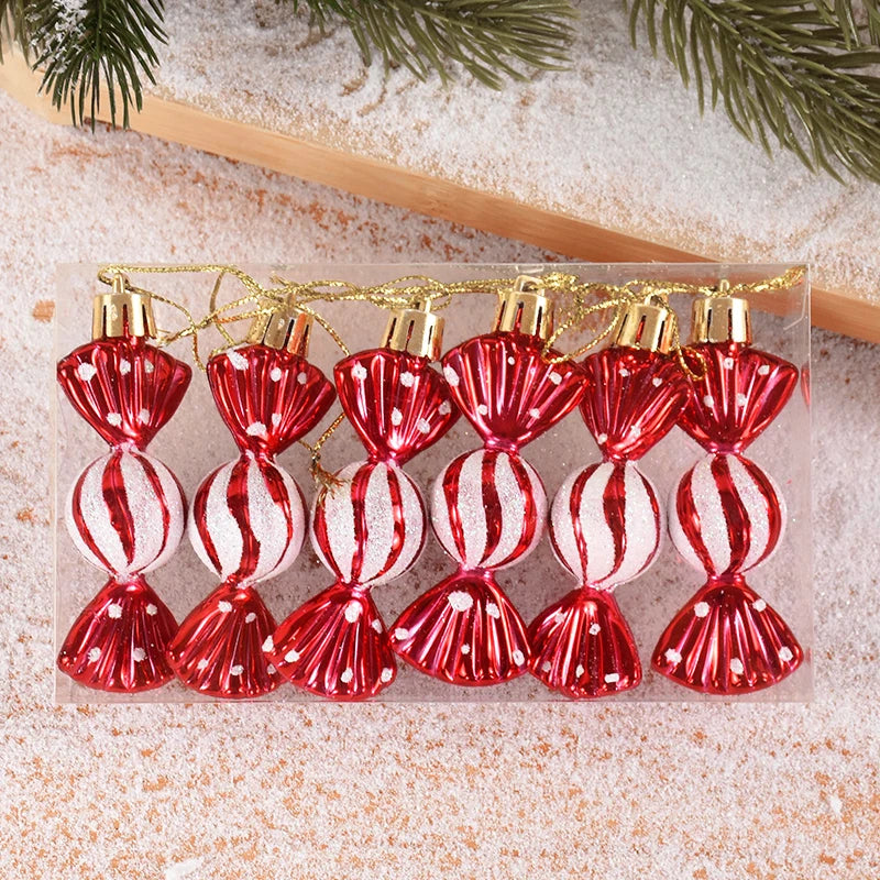 6pcs Christmas Lollipop & Candy Cane Ornaments