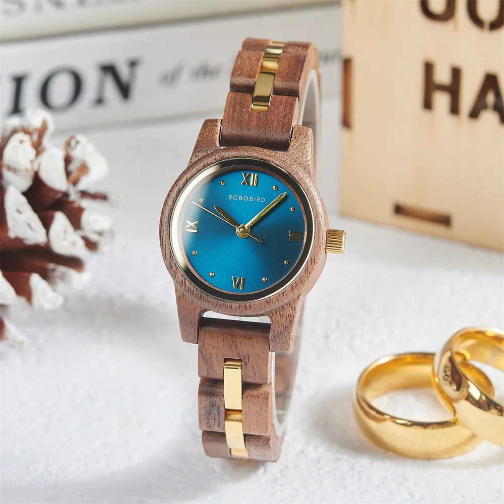 Elegant Women's Wooden Quartz Watch with Gift Box