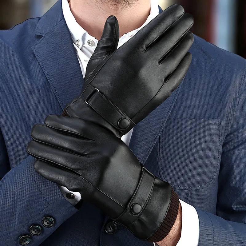 Men's Black Winter Mittens with Touch Screen