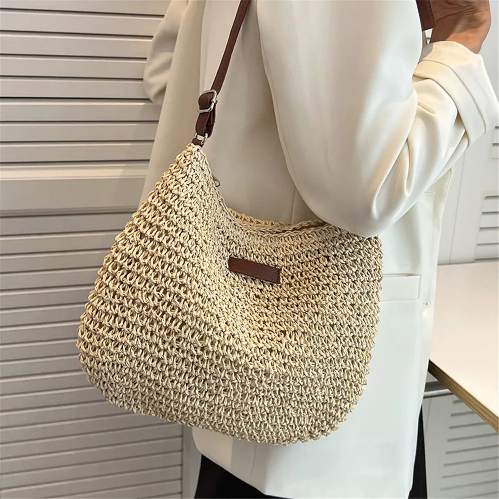 Summer Straw Crossbody Bag 2024 - Woven Beach Tote for Women