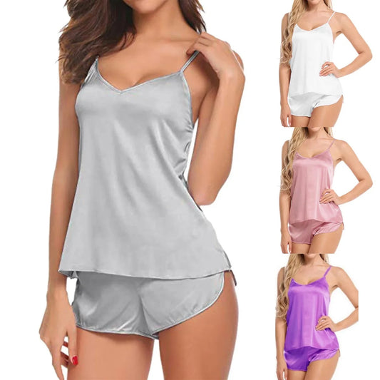 Women's Lace Satin Pajama Set