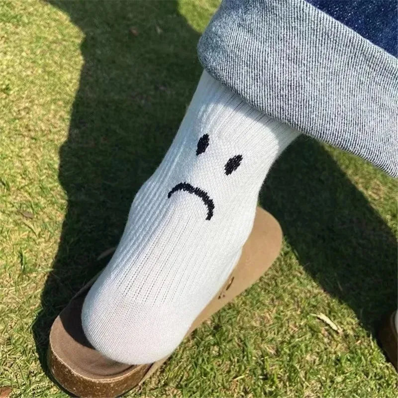 Crying Face Pure Color Cotton Socks