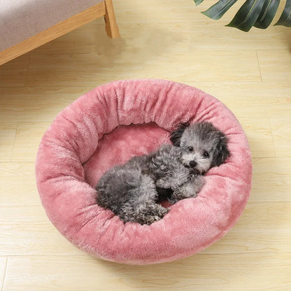 Washable Plush Dog Bed - Winter Warm Round Pet Cushion