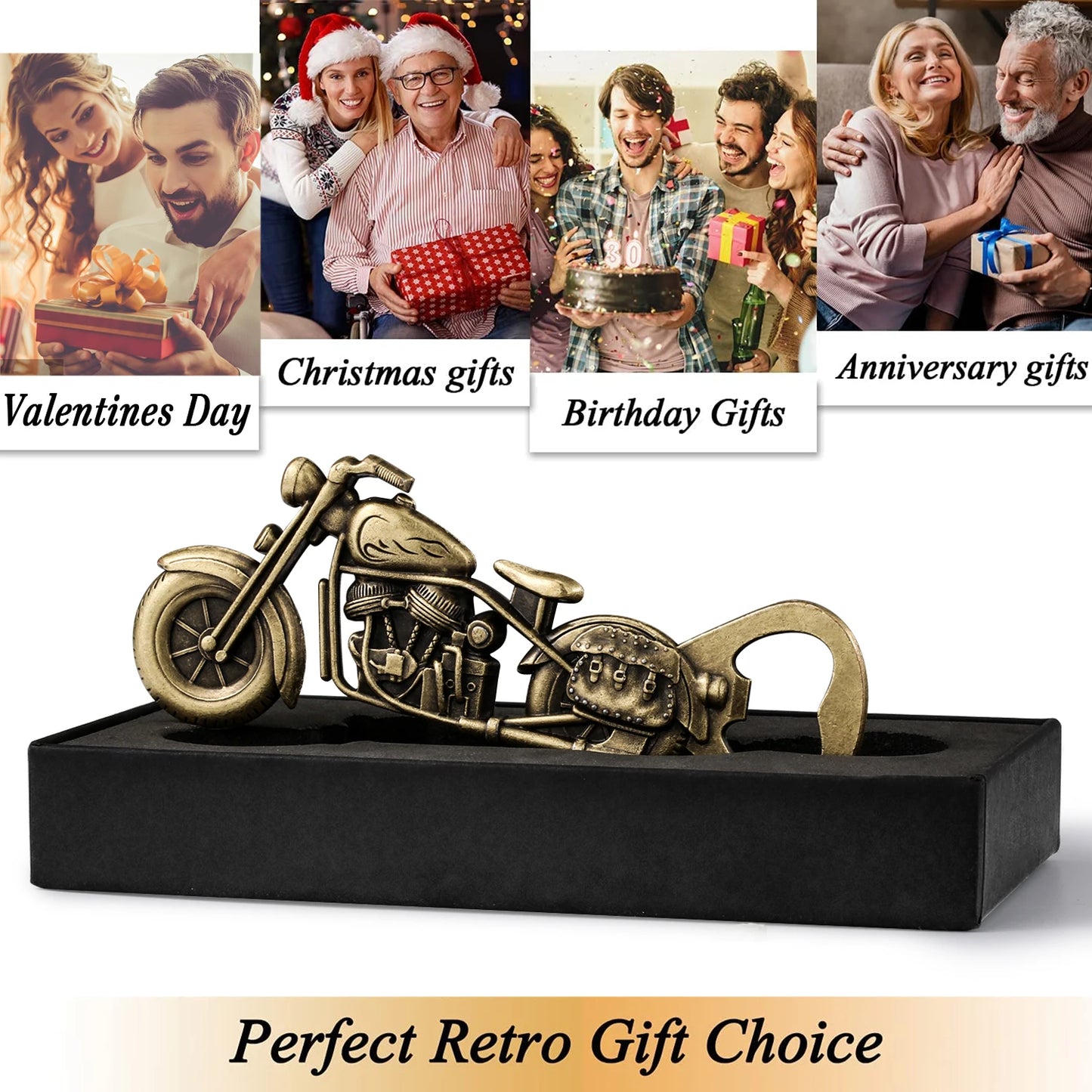 Bronze Motorcycle Beer Bottle Opener – Personalized Gift for Men