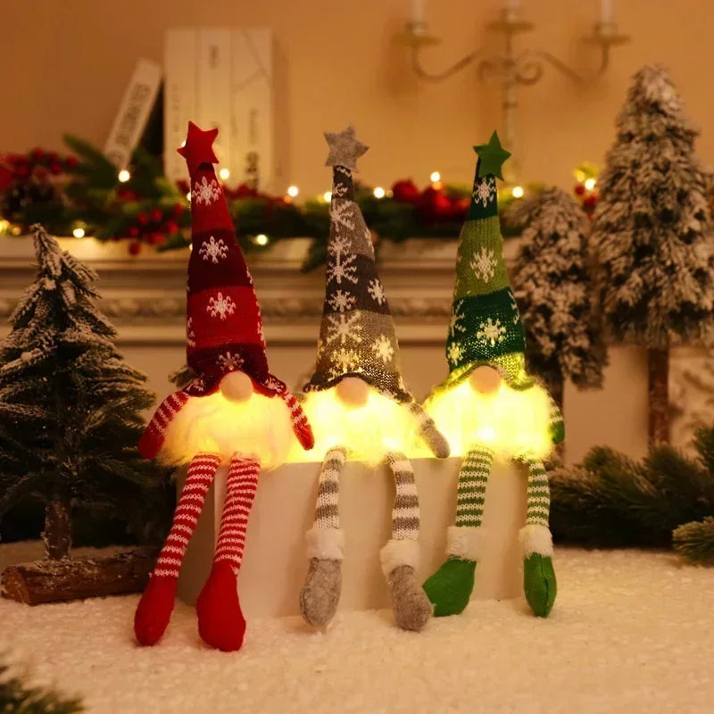 Christmas Faceless Gnome Doll Ornaments – LED Light Plush Decor