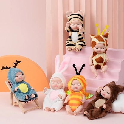 Kawaii 12cm Rebirth Sleeping Baby Doll – Animal Toy