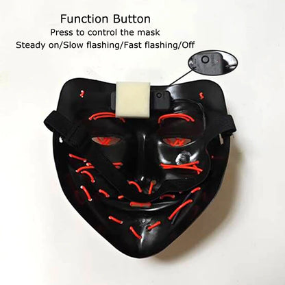 Wireless Neon LED Purge Mask | Glow in the Dark Horror Mask