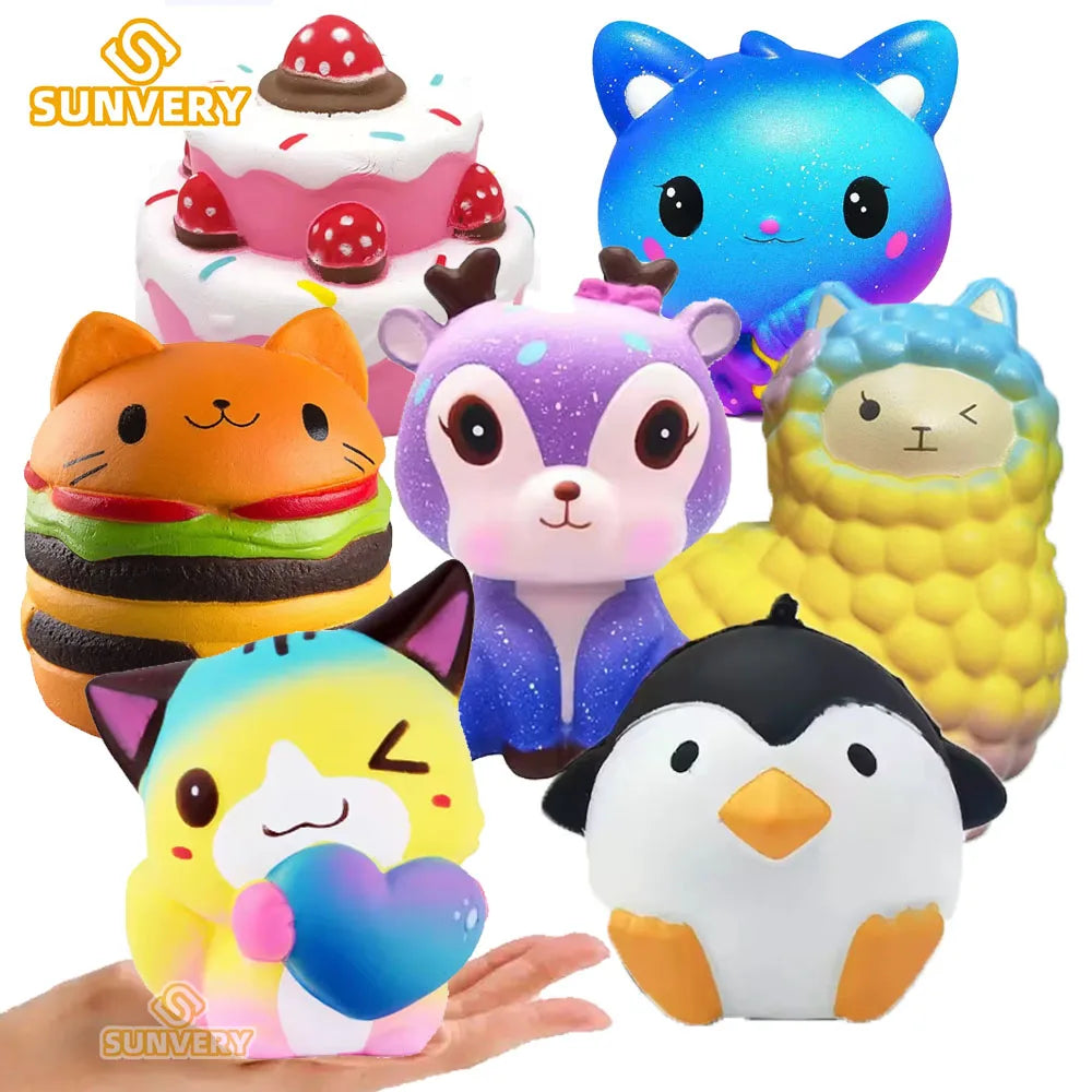 Jumbo Squishy Kawaii Animal Cake | Unicorn, Deer, Panda Stress Balls