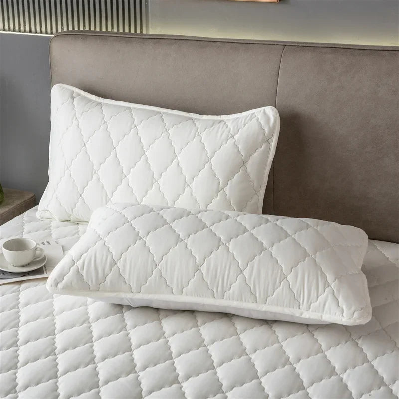 Waterproof Quilted Pillowcase – 1Pc/2Pc Solid Color 48x74cm