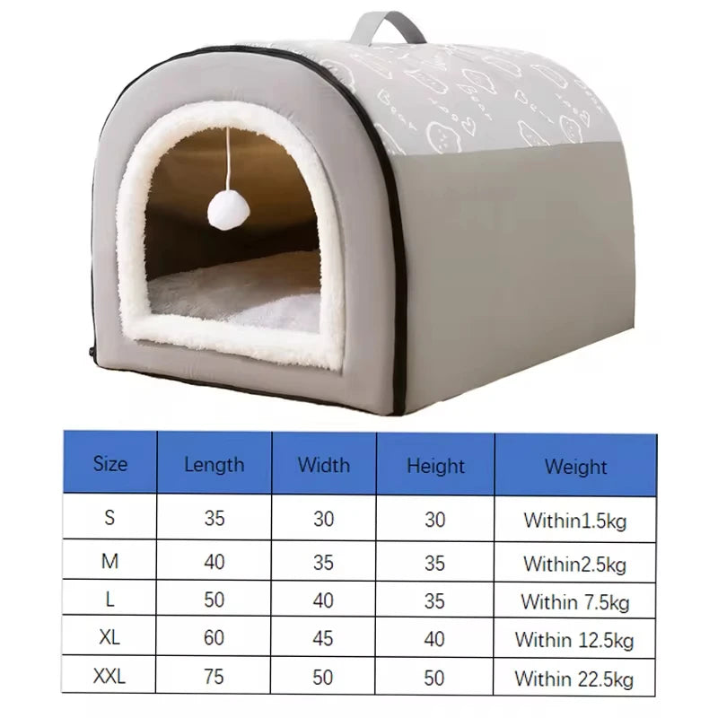 Detachable Warm Dog House Sleeping Bed