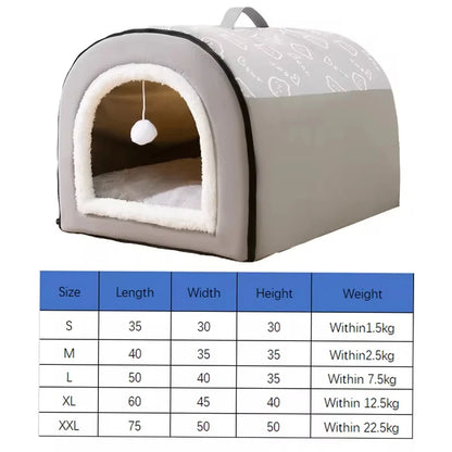 Detachable Warm Dog House Sleeping Bed