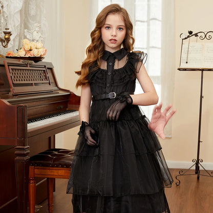 Girls Gothic Wednesday Addams Cosplay Dress - Multiple Styles