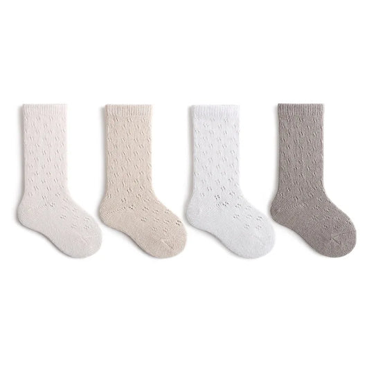 4 Pairs Hollow Out Mesh Toddler Socks – Soft Cotton Blend