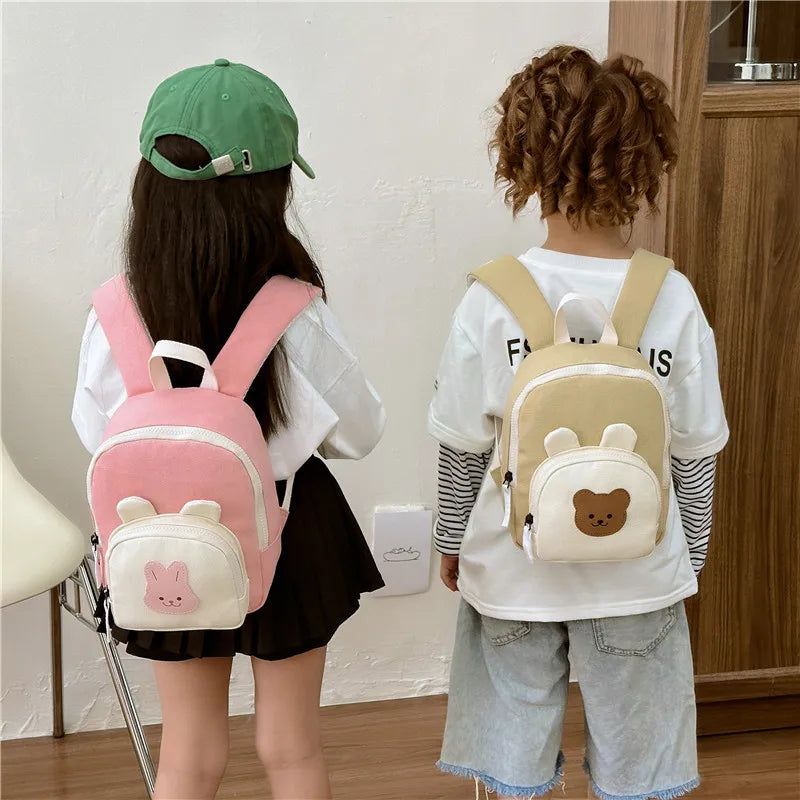 Kids Backpack | Kawaii Cartoon Bear & Bunny Schoolbag for Toddlers