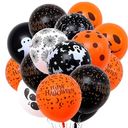 10-100pcs Halloween Black Orange Pumpkin Spider Skeleton Balloons for Party Decor