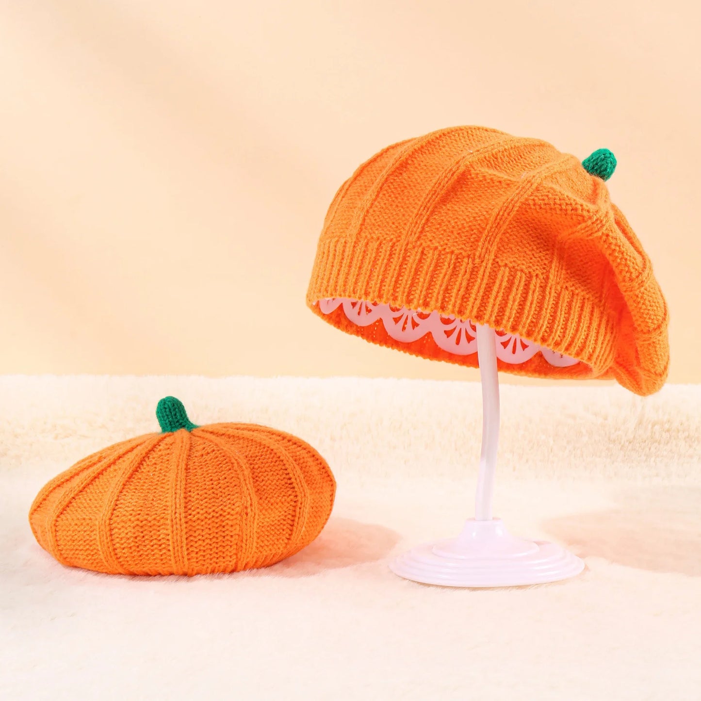 Pumpkin Beret Hat | Knitted Parent-Child