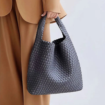 Handmade Woven Bag | Large Capacity PU Leather Totes | Fashionable Shoulder Bag