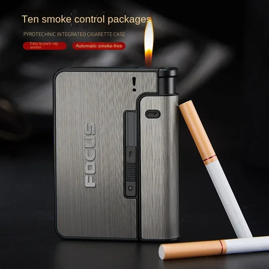 Portable Automatic Metal Cigarette Case – Holds 10 Cigarettes, Christmas Gift for Men