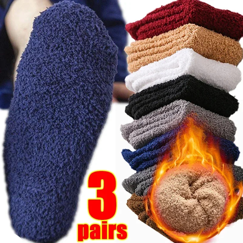 3 Pairs Winter Warm Coral Fleece Socks – Cozy & Thick