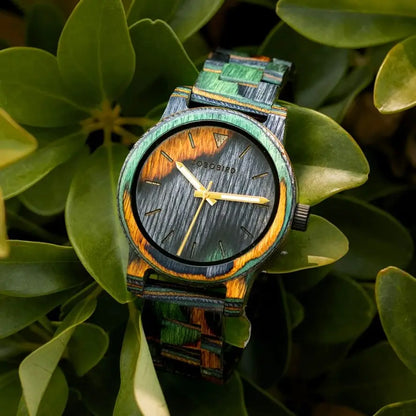 BOBO BIRD Men's Colorful Wooden Analog Quartz Watch – Perfect Gift with Box