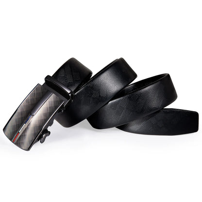 Men's Luxury Black Leather Belt