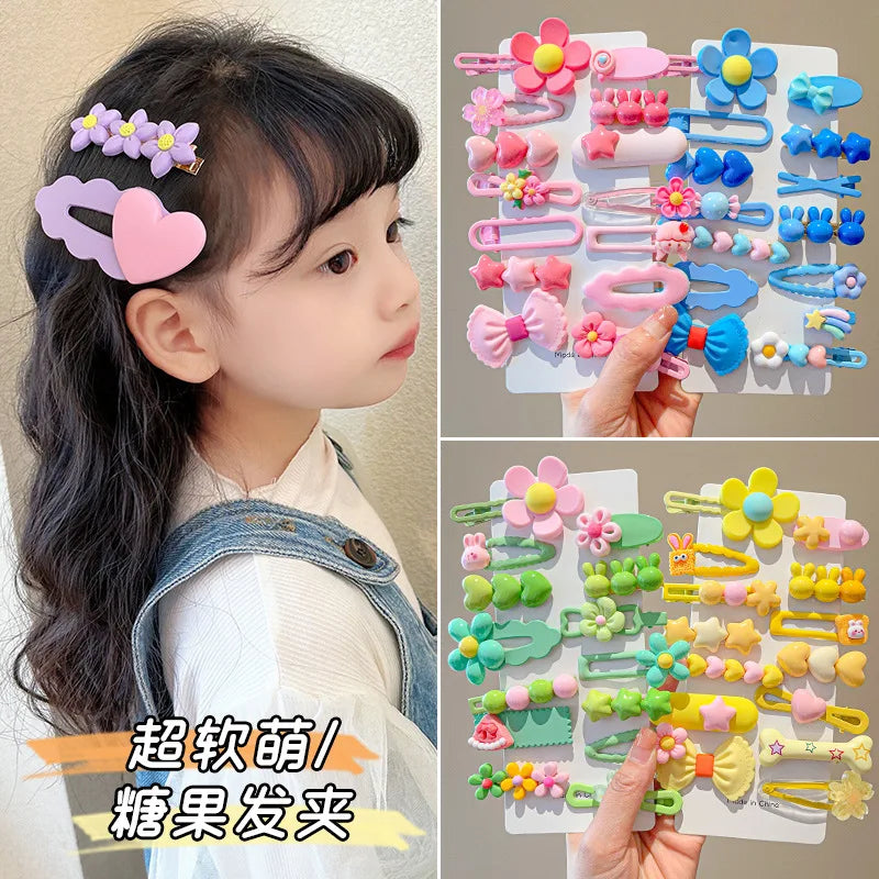 Candy Color Bowknot Hair Clips Set | Cartoon Flower Hair Accessories for Girls