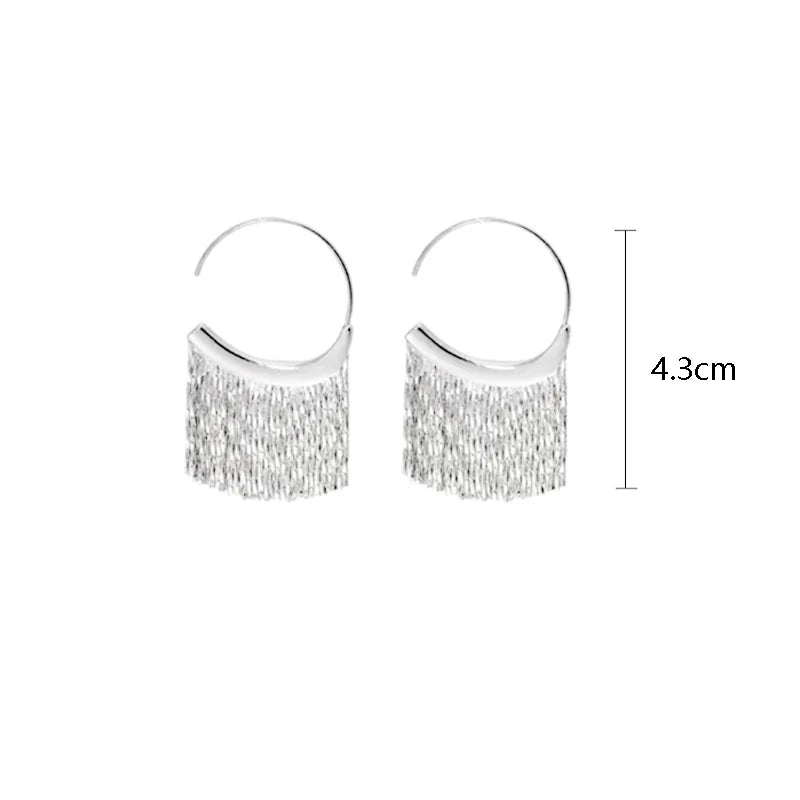 925 Silver Snake Bone Tassel Earrings