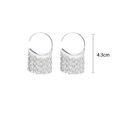 925 Silver Snake Bone Tassel Earrings