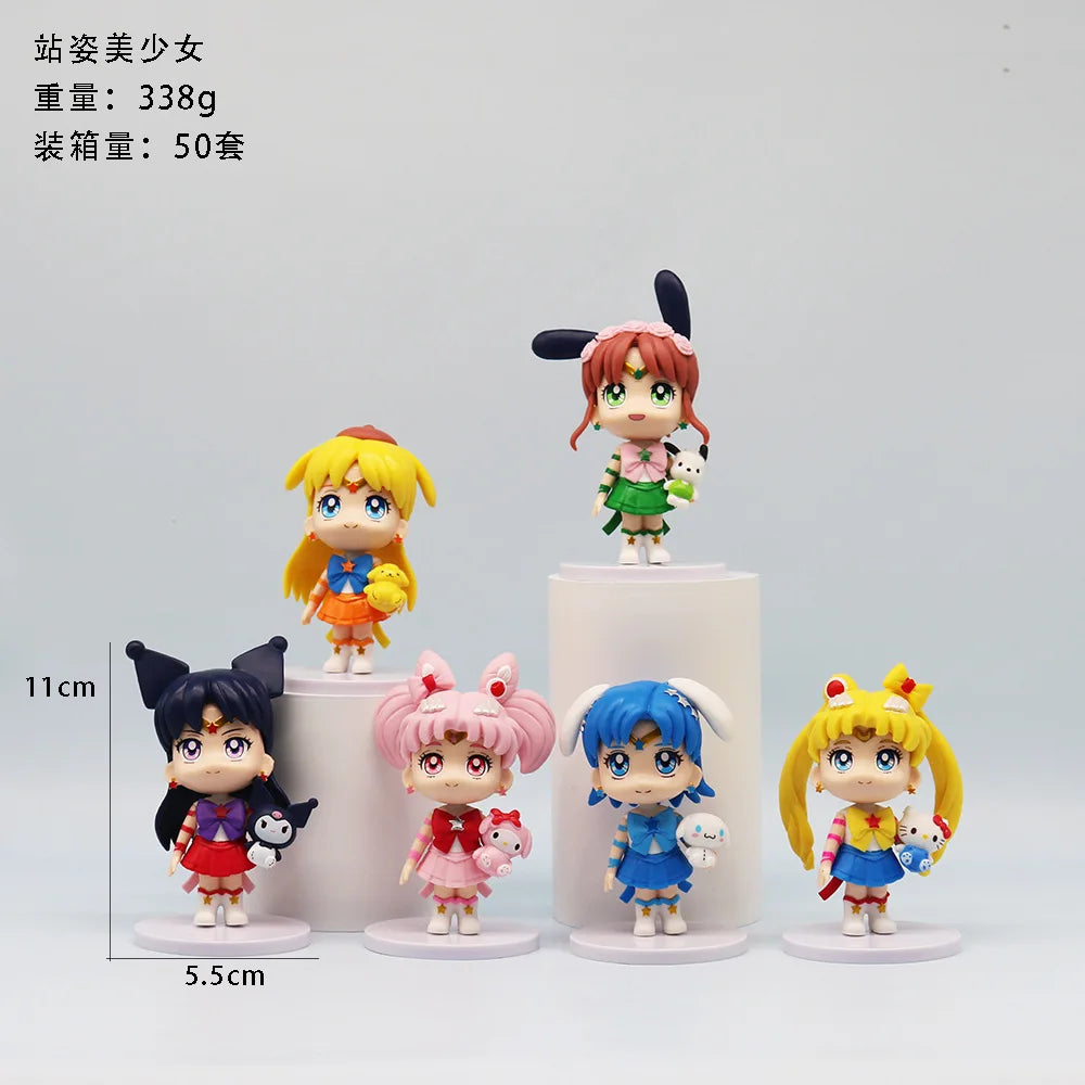 6 pcs Sailor Moon & Sanrio Figures Set