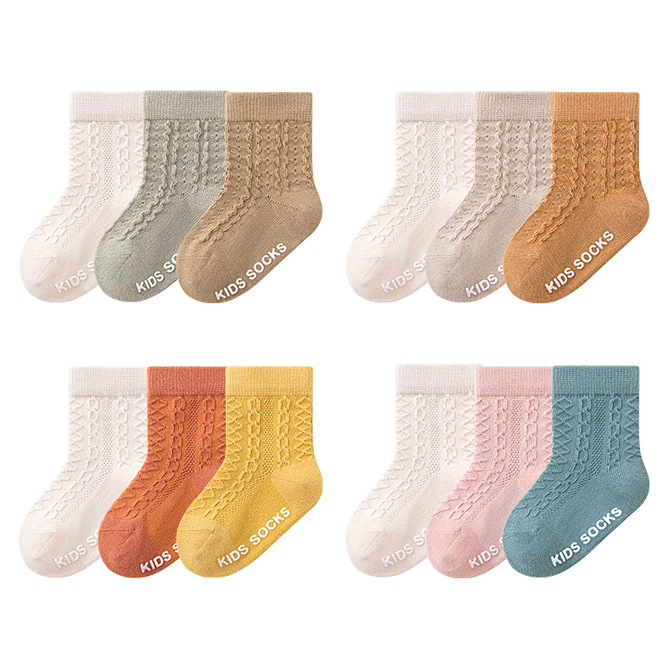 3 pairs of baby mid length socks