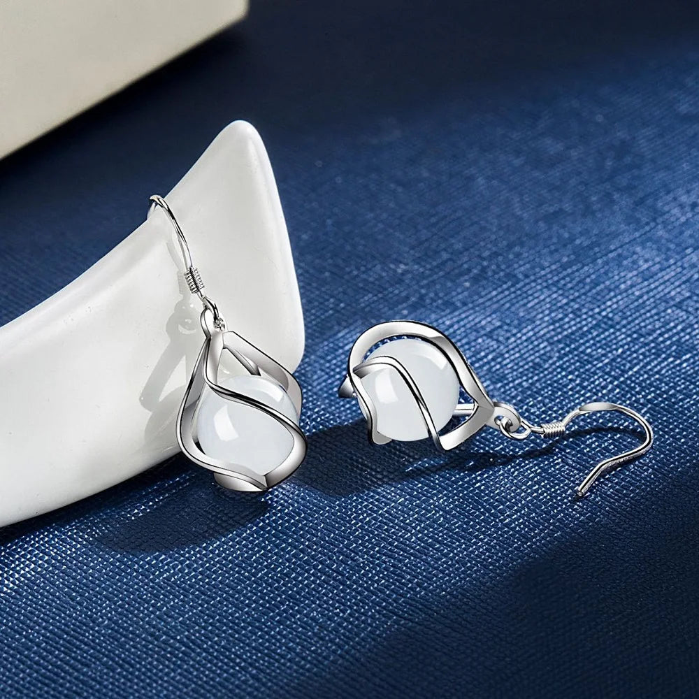 Luxury 925 Sterling Silver Drop Earrings