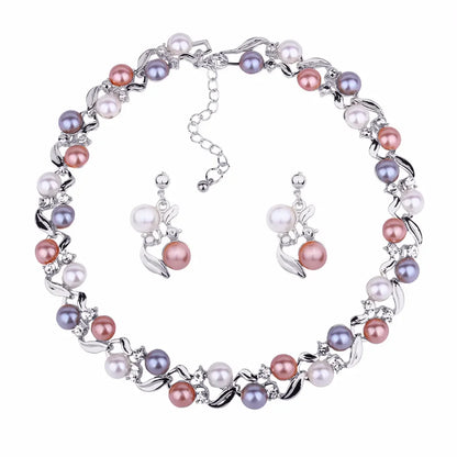 Elegant Imitation Pearl Necklace & Earring Set – Chic Jewelry for Women