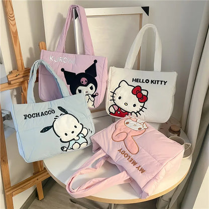 Sanrio Kuromi Tote Bag | Cartoon Cute Down Fabric Shoulder Handbag