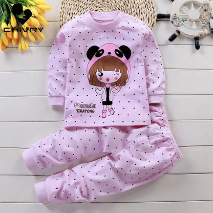 Kids Pajama Sets - Cartoon Long Sleeve T-Shirt & Pants