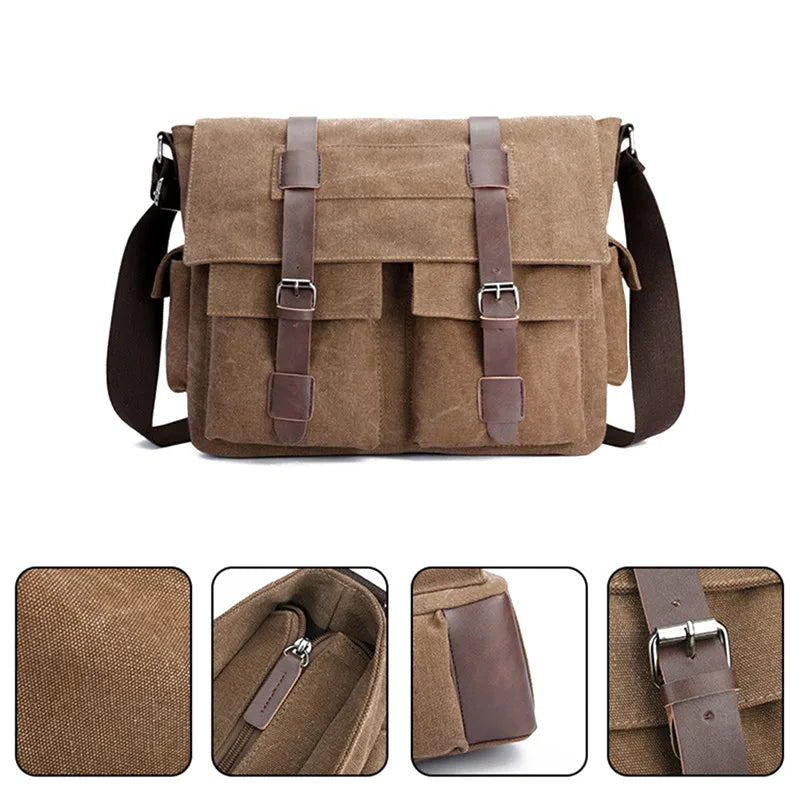 Men's Vintage Canvas Crossbody Bag