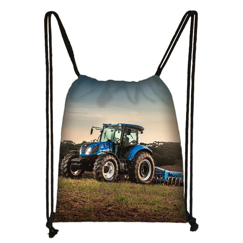 Farm Tractor Printing Backpack | Drawstring Bag for Teen Boys & Girls