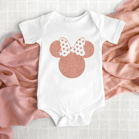 100% Cotton Baby Clothes – Minnie Mouse Head Newborn Bodysuit