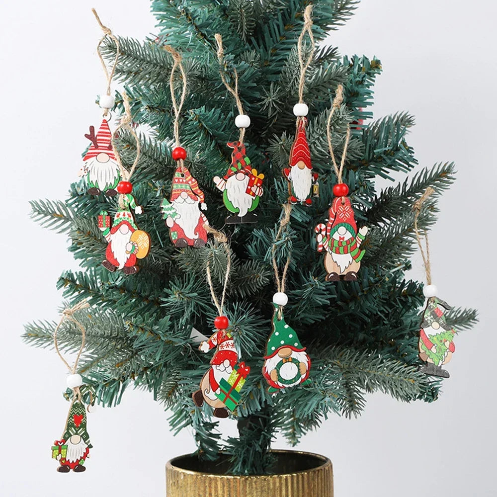 12 pcs Christmas Wooden Gingerbread Man Hanging Ornaments