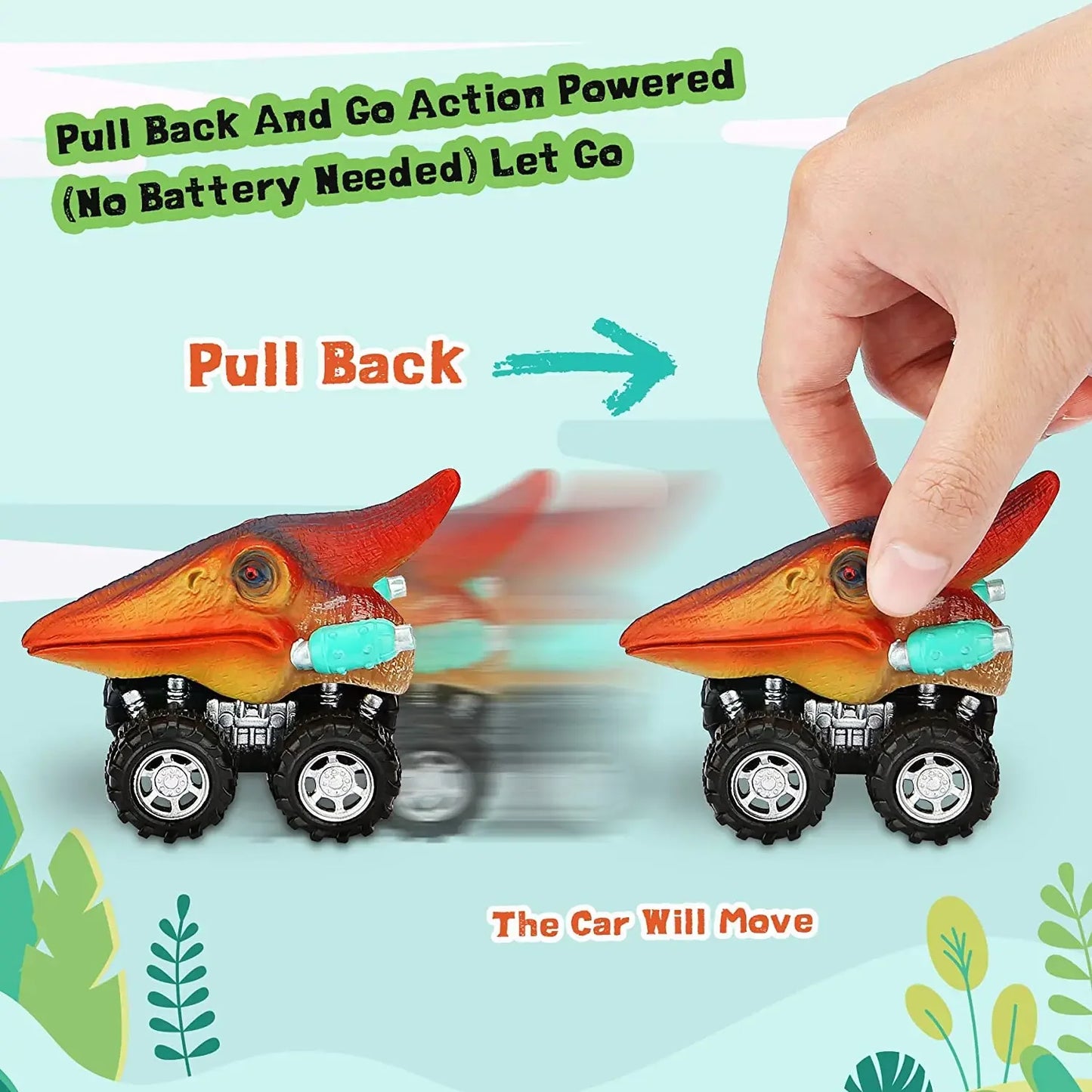 Dinosaur Pull Back Cars Set - Mini Monster Truck