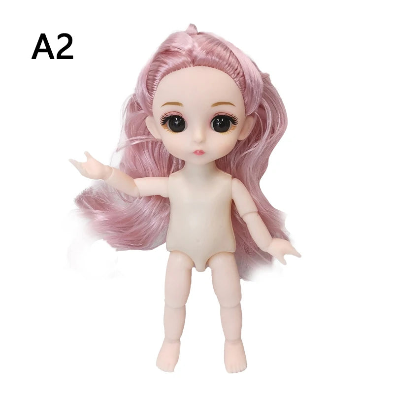 Mini Doll with 13 Joints, 3D Eyes, Head & Shoes