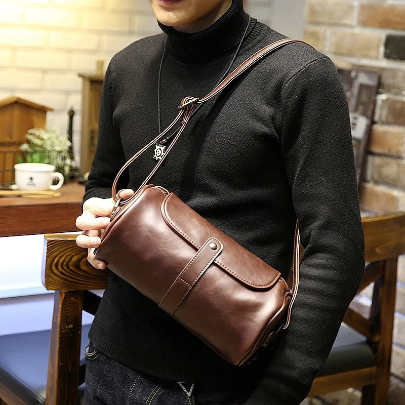 Crazy Horse PU Leather Men’s Crossbody Bag | Small Messenger Bag