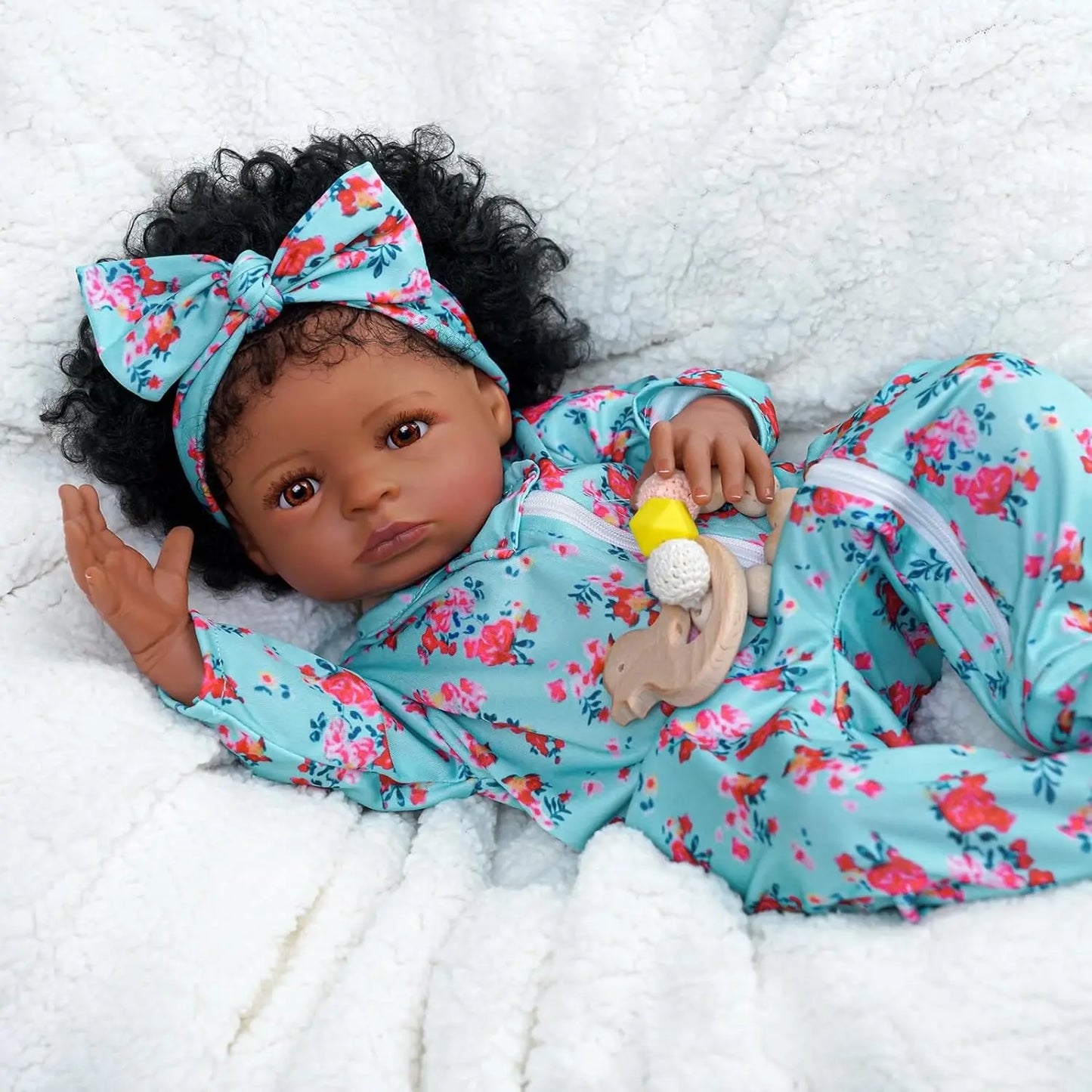 18-Inch Lifelike Black Reborn Girl Doll with Clothes & Toy