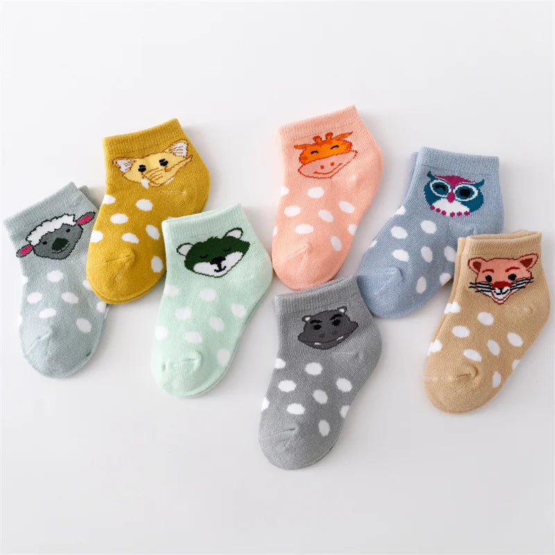 7 Pairs Mesh Thin Cotton Cartoon Infant Sock