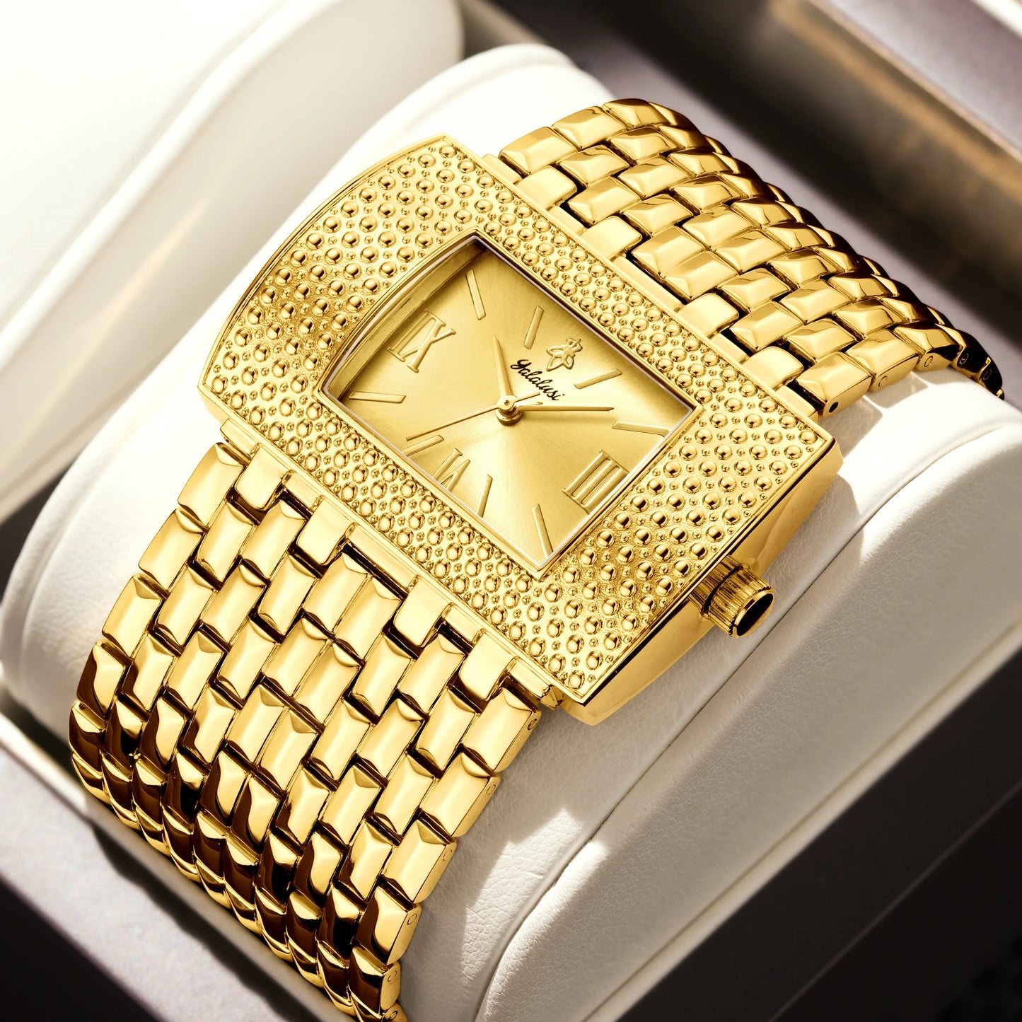 Elegant Gold Ion-Plated Luxury Watch with Box