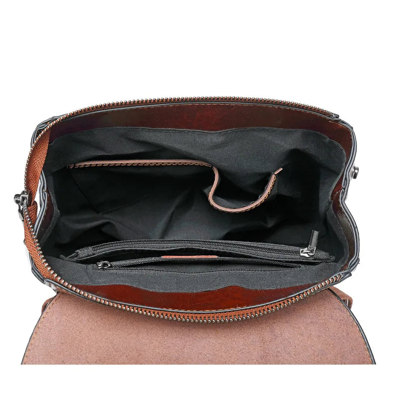 Women Genuine Leather Backpack Crossbody Shoulder Bag