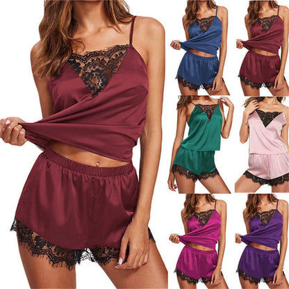 Women’s Satin Lace Pajama Set - Luxurious Sleepwear & Lingerie