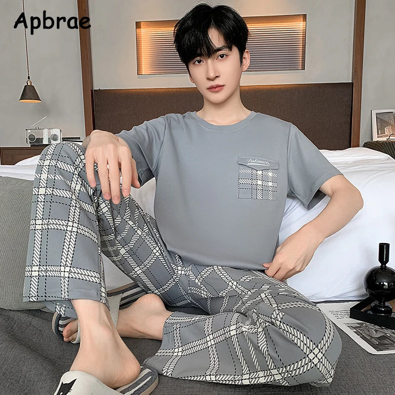 Soft Cotton Pajamas Set for Men – Fashion O-Neck